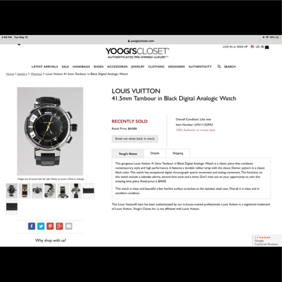 LOUIS VUITTON Tambour Digital Analogic Watch - Picture 6 of 8